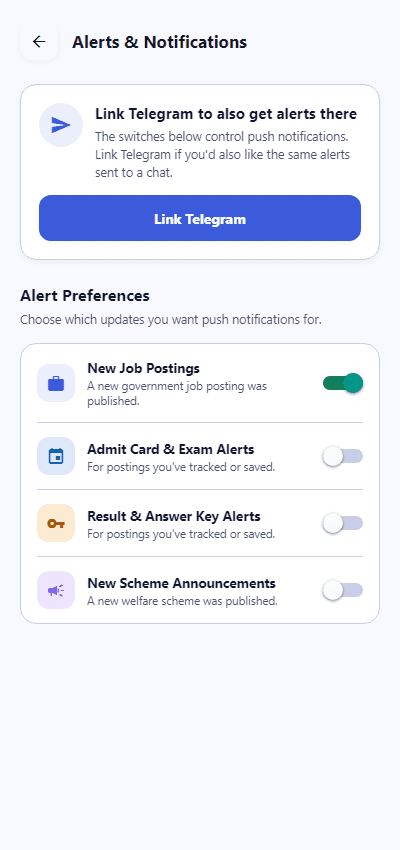 Real screenshot of the app's Alerts & Notifications screen